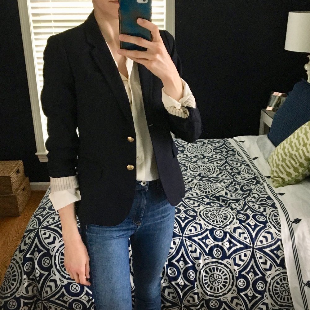J. Crew Classic Navy Wool Schoolboy Blazer Size 2